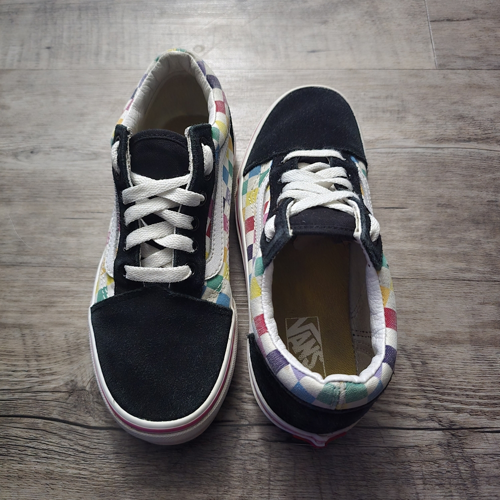 Vans Old Skool Checkered Mulitcolor Skate Shoes Size YOUTH 3 Lace Up - Picture 4 of 10